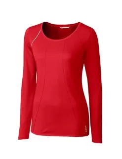 Cutter & Buck Ladies Long Sleeve Jaimie Scoop Neck Shirt -Brands Shop LBK00014 RD MANN HG 49033.1649713417