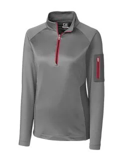 Cutter & Buck Ladies Shaw Hybrid Half Zip -Brands Shop LCK08666 OXCDR MANN HG 76765.1649799506