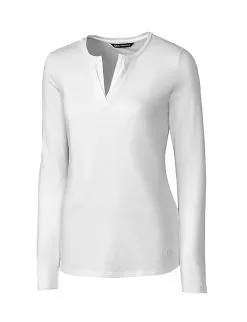 Cutter & Buck Ladies Long Sleeve Avail Double V-Neck Shirt -Brands Shop LCK08720 WH MANN HG 62917.1649711437