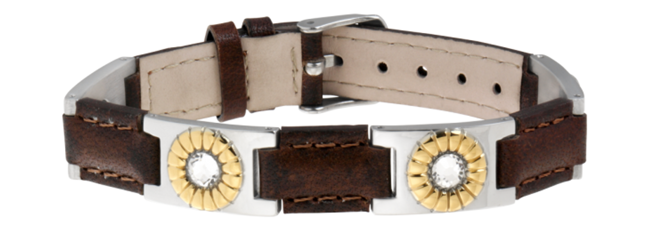 Sabona Brown Leather Gem Duet Magnetic Bracelet 3 Sabona Brown Leather Gem Duet Magnetic Bracelet
